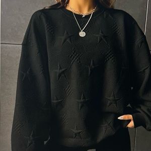 SHEIN EZwear Star Embossed Drop Shoulder Sweatshirt size S